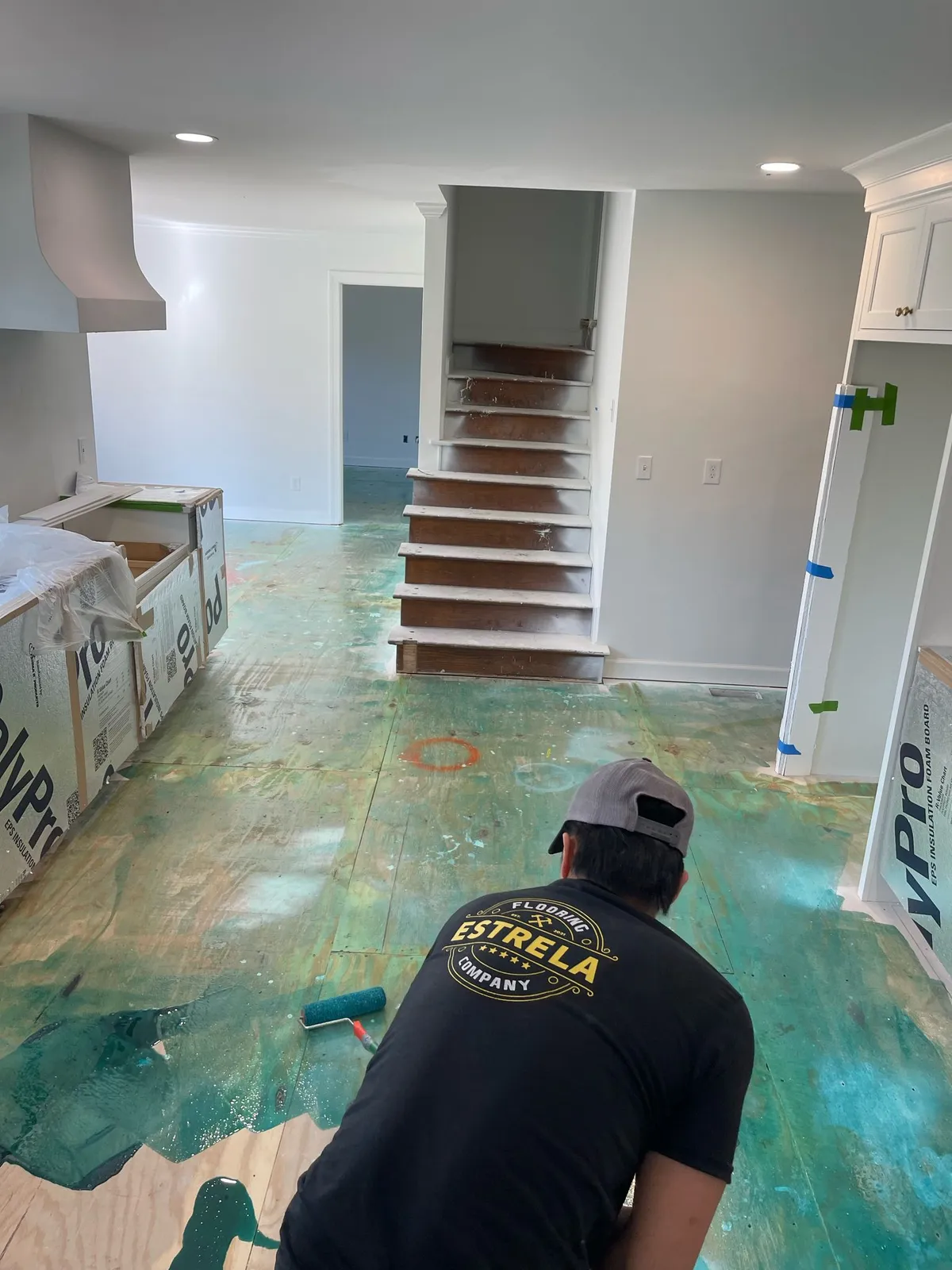 Freshly refinished staircase